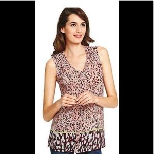 CAbi Style Sheer Animal Print button up Tank 108